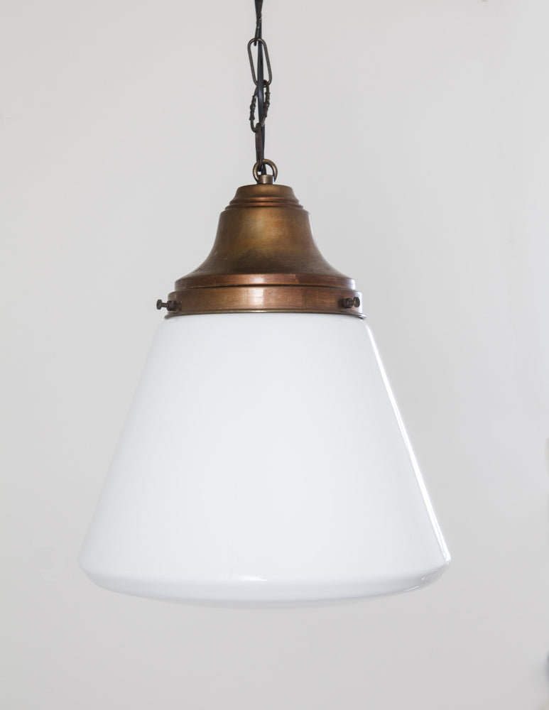 Vintage Schoolhouse Pendant Light with copper canopy from Denmark - City of Z Design