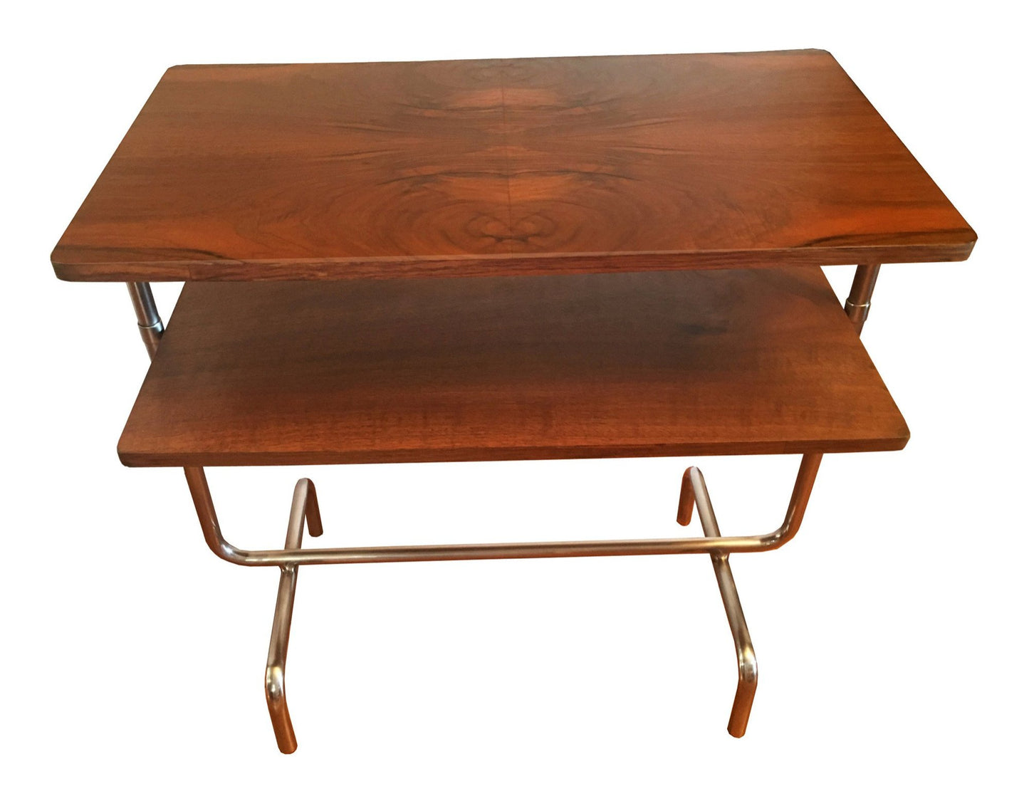 
                  
                    Vintage 1930's Bauhaus Table in Book Matched Walnut Veneer - City of Z Design
                  
                