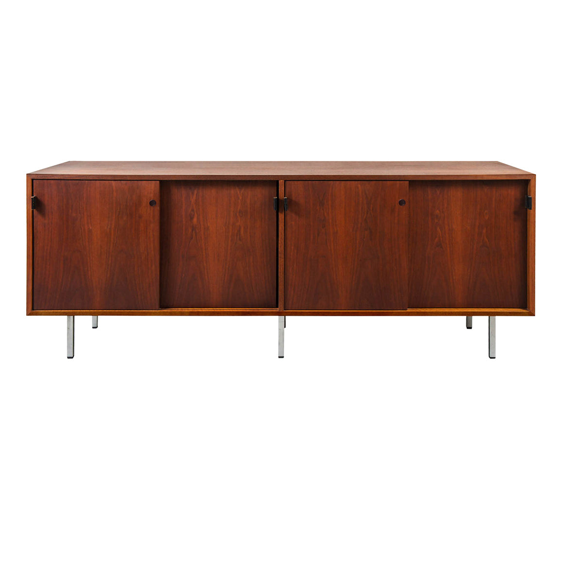 Mid-Century Florence Knoll Walnut Credenza with Chrome Legs 