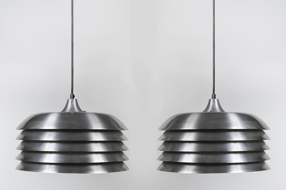 
                  
                    Pair of Large, Vintage-Mid-Century-Aluminum-Pendants-by-Hans-Agne Jakobsson - 
                  
                