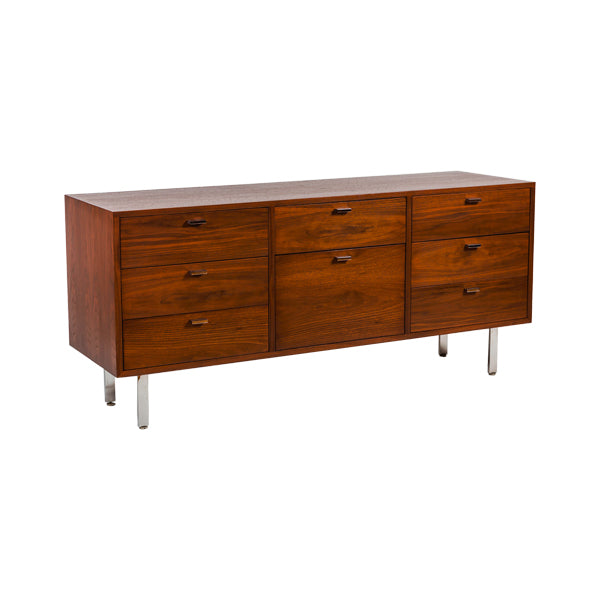 Vintage Harvey Probber Walnut Credenza with Chrome Plated Legs - City of Z Design